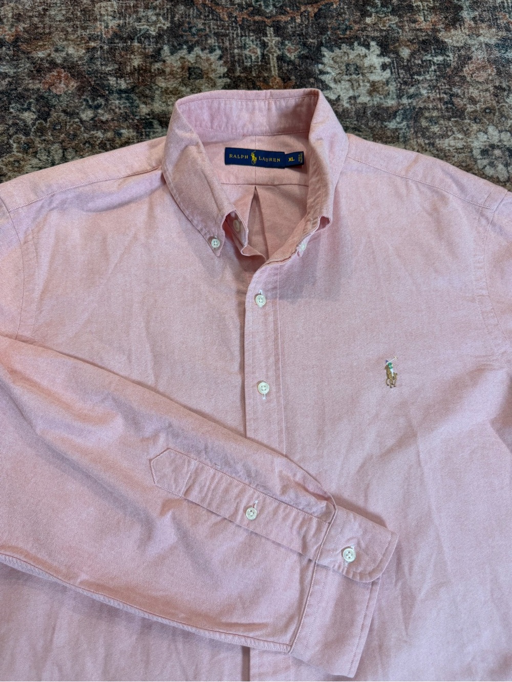 Polo Ralph Lauren Men’s XL Pink Oxford Button Down Shirt Multicolor Pony